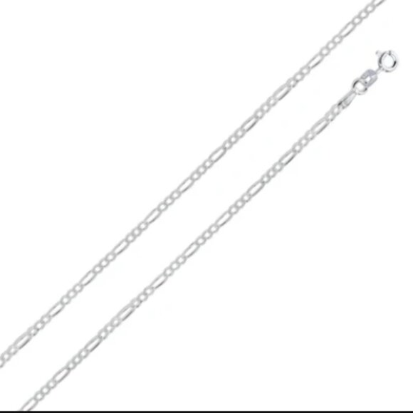 Silver 925 High Polished Figaro Bracelet 1.7mm 7 inches - Picture 2 of 2